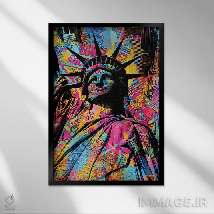 تابلو دکوراتیو تندیس آزادی اثر جسی جانسون - نمای قابدار مشکی