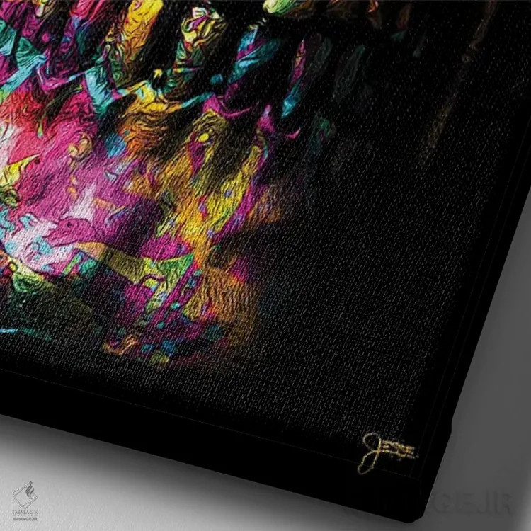 تابلو دکوراتیو جمجمه پولی صورتی اثر جسی جانسون - نمای نزدیک بافت بوم