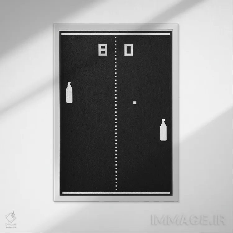 تابلو مینیمال پونگ جدید اثر جی جی براندو - نمای قابدار سفید