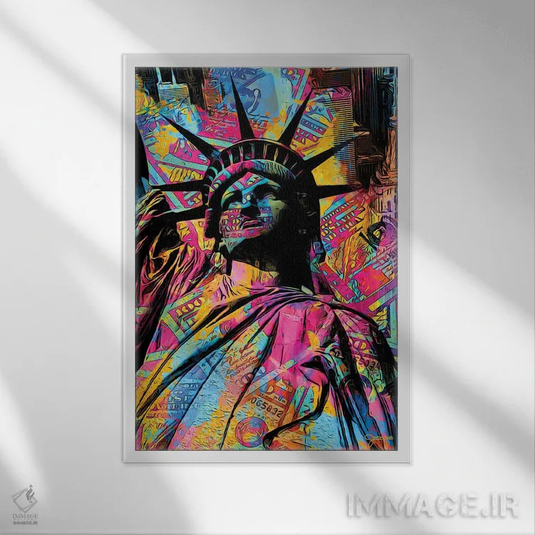 تابلو دکوراتیو تندیس آزادی اثر جسی جانسون - نمای قابدار سفید