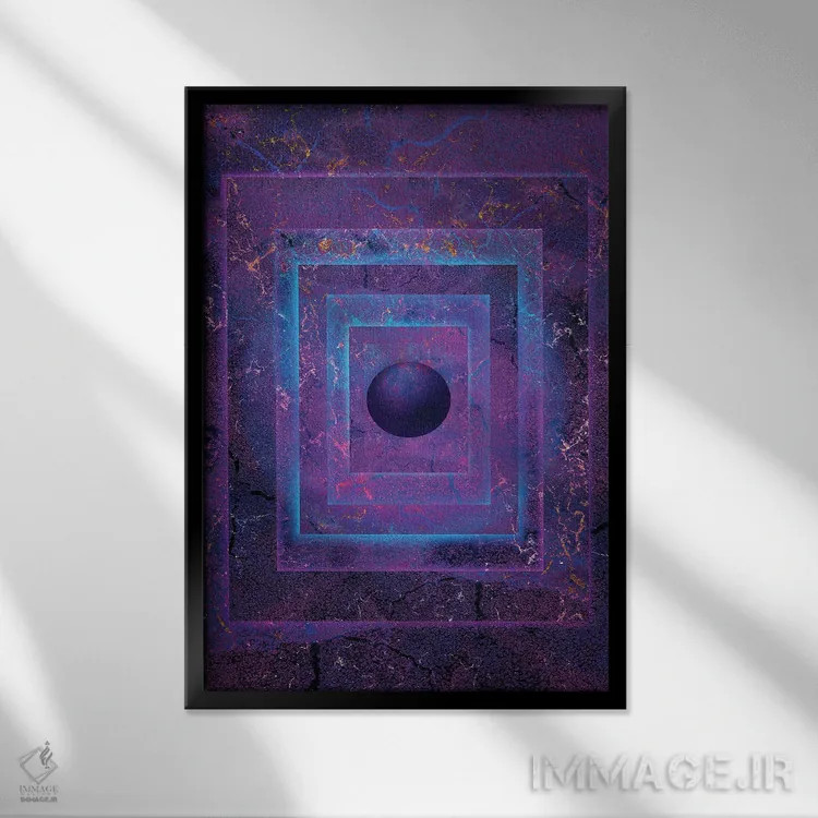 تابلو انتزاعی گوی درخشان اثر جسی جانسون - نمای قابدار مشکی