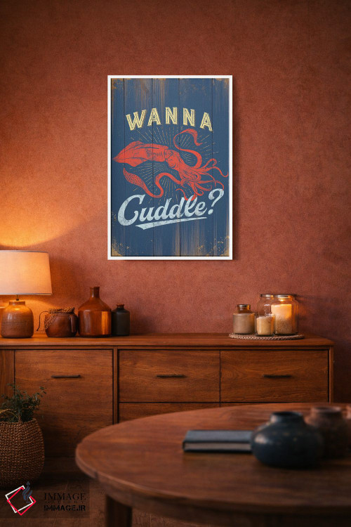 تابلو دکوراتیو می خوای بغل کنیم؟ در آبی اثر جی جی براندو - D1W