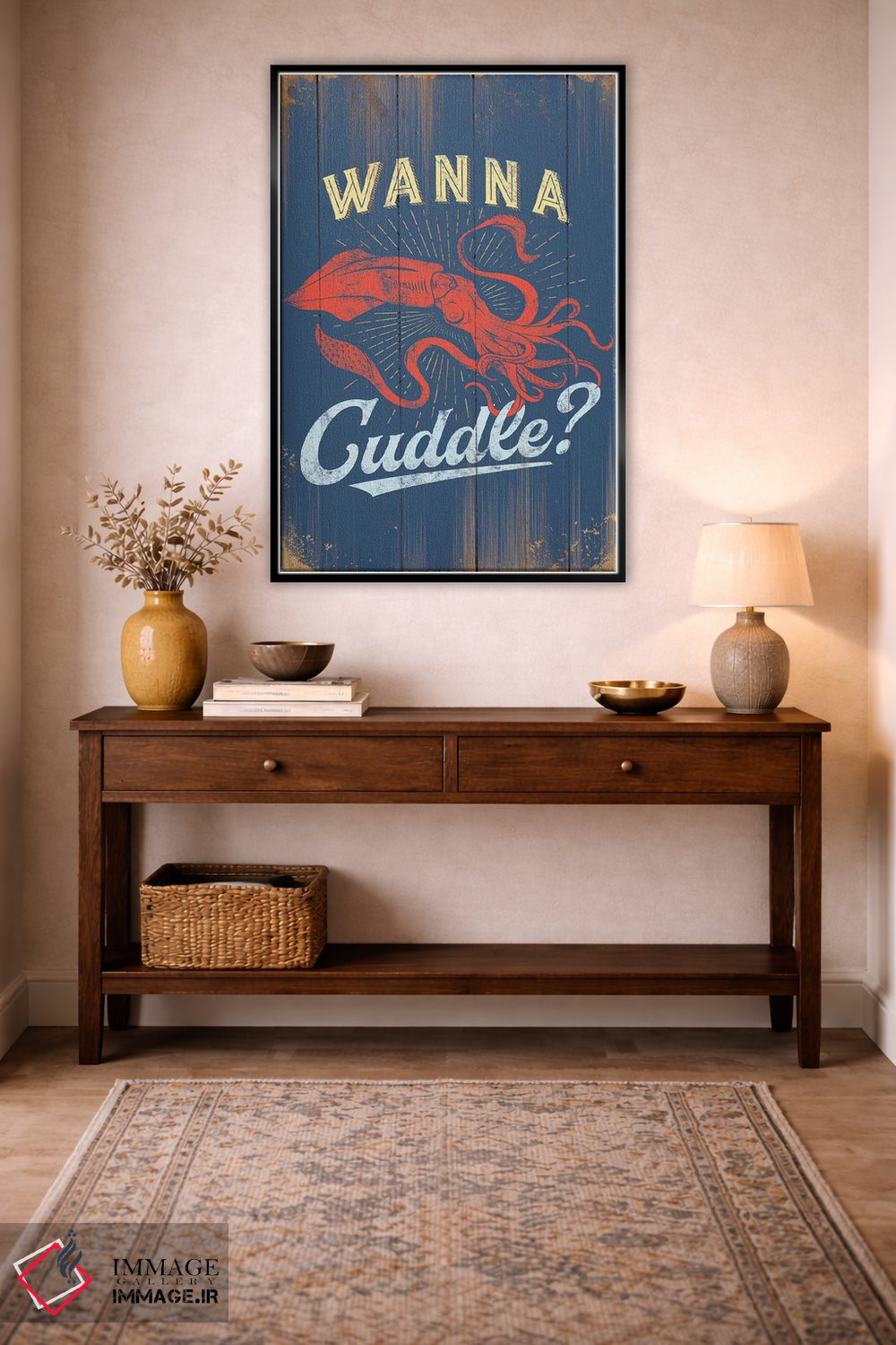 تابلو دکوراتیو می خوای بغل کنیم؟ در آبی اثر جی جی براندو - D5B
