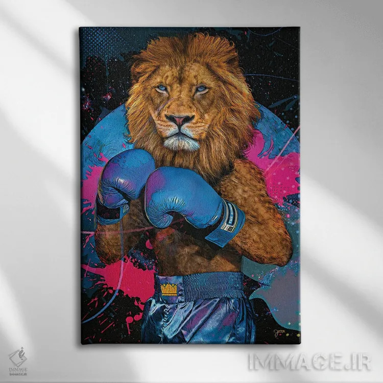 تابلو دکوراتیو شیر شاه اثر جسی جانسون - نمای روبهرو روی دیوار