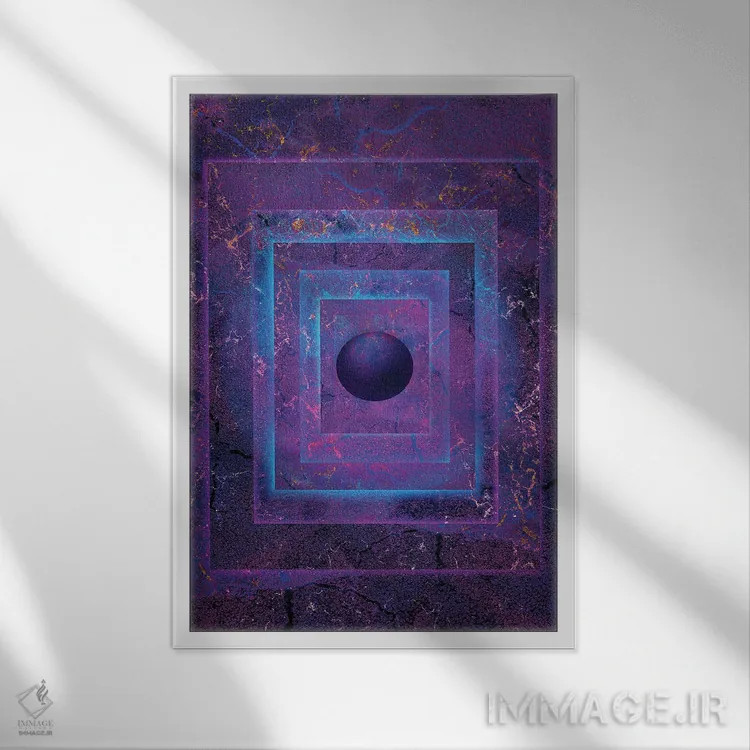 تابلو انتزاعی گوی درخشان اثر جسی جانسون - نمای قابدار سفید