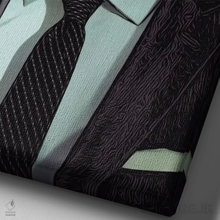 تابلو دکوراتیو جمجمه با کت وشلوار اثر جسی جانسون - نمای نزدیک بافت بوم