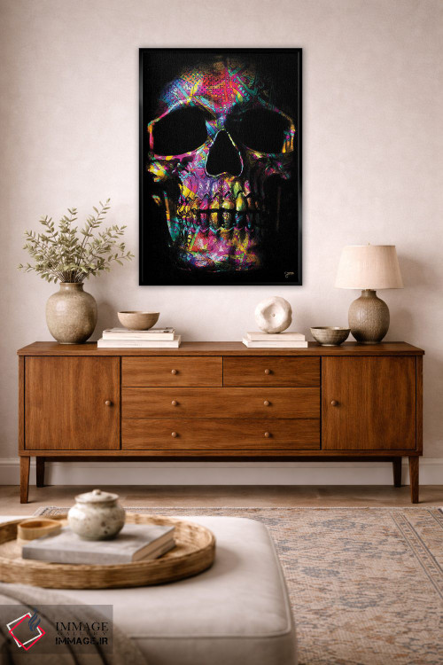 تابلو دکوراتیو جمجمه پولی صورتی اثر جسی جانسون - D3B