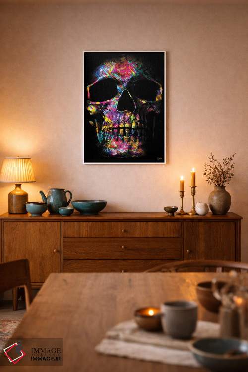 تابلو دکوراتیو جمجمه پولی صورتی اثر جسی جانسون - D4W