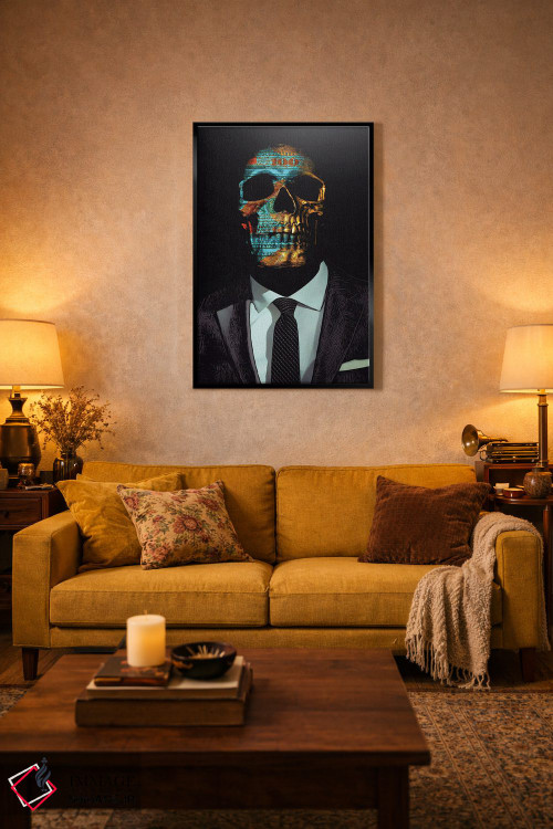 تابلو دکوراتیو جمجمه با کت وشلوار اثر جسی جانسون - D3B