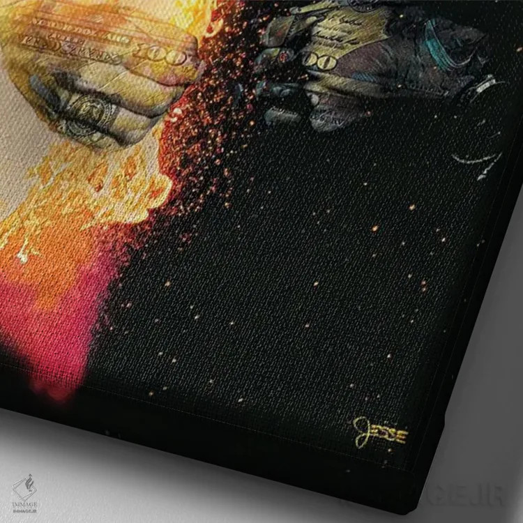 تابلو دکوراتیو جریان کار اثر جسی جانسون - نمای نزدیک بافت بوم