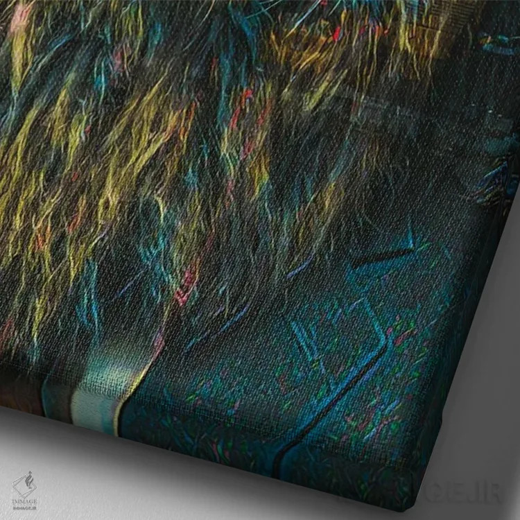 تابلو دکوراتیو شیر تجاری نیویورک اثر جسی جانسون - نمای نزدیک بافت بوم