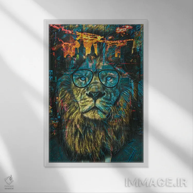 تابلو دکوراتیو شیر تجاری نیویورک اثر جسی جانسون - نمای قابدار سفید