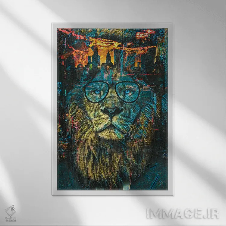 تابلو دکوراتیو شیر تجاری نیویورک اثر جسی جانسون - نمای قابدار سفید