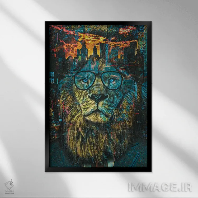 تابلو دکوراتیو شیر تجاری نیویورک اثر جسی جانسون - نمای قابدار مشکی