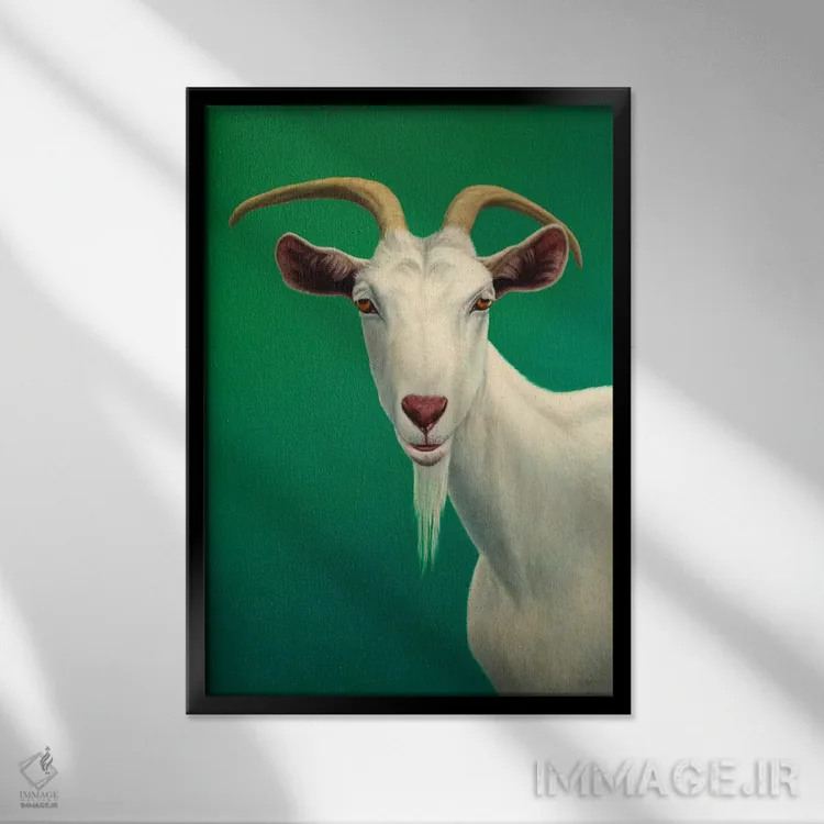 تابلو دکوراتیو پرتره یک بز اثر جیمز دبلیو جانسون - نمای قابدار مشکی