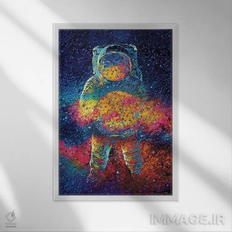 تابلو دکوراتیو انفجار کیهانی اثر جسی جانسون - نمای قابدار سفید