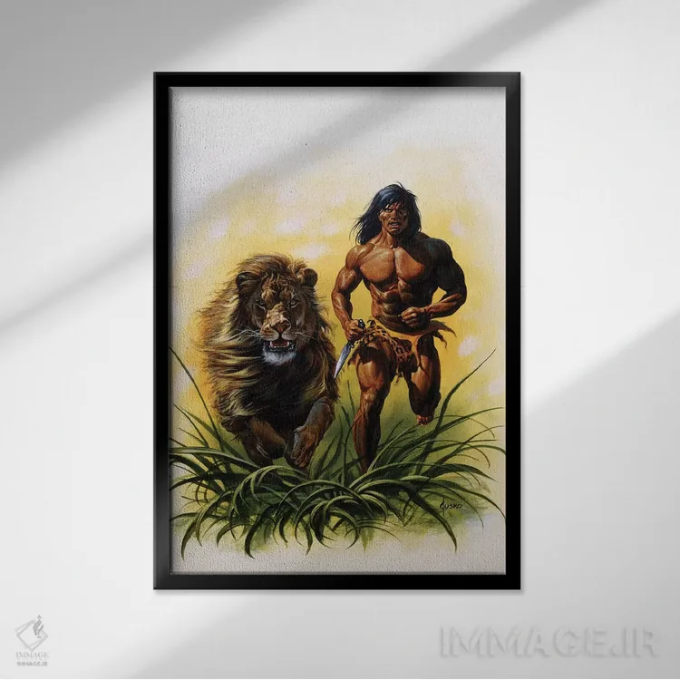 تابلو دکوراتیو تارزان؟ در حال فرار اثر جو جوسکو - نمای قابدار مشکی