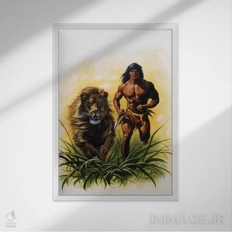 تابلو دکوراتیو تارزان؟ در حال فرار اثر جو جوسکو - نمای قابدار سفید