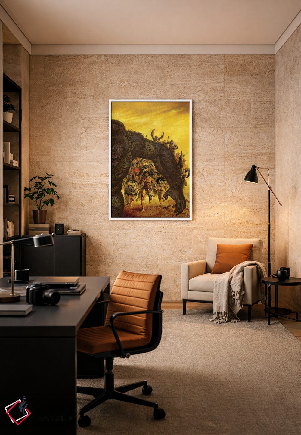 تابلو دکوراتیو تارزان و شیر طلایی اثر جو جوسکو - D6W