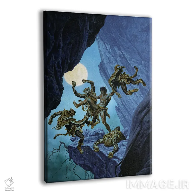 تابلو دکوراتیو تارزان و مردان پلنگ پوش اثر جو جوسکو - نمای پرسپکتیو محصول