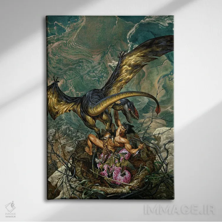 تابلو دکوراتیو تارزان در هسته زمین اثر جو جوسکو - نمای روبهرو روی دیوار