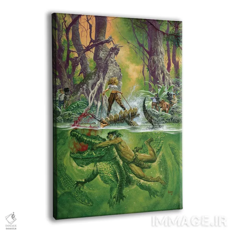 تابلو دکوراتیو تارزان و مرد شیرنما اثر جو جوسکو - نمای پرسپکتیو محصول