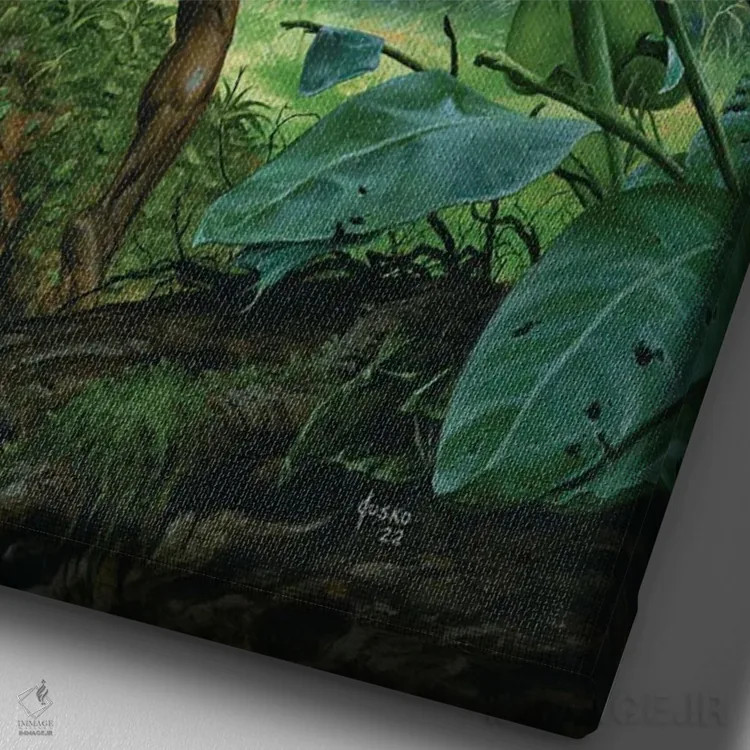تابلو دکوراتیو جستجوی تارزان اثر جو جوسکو - نمای نزدیک بافت بوم