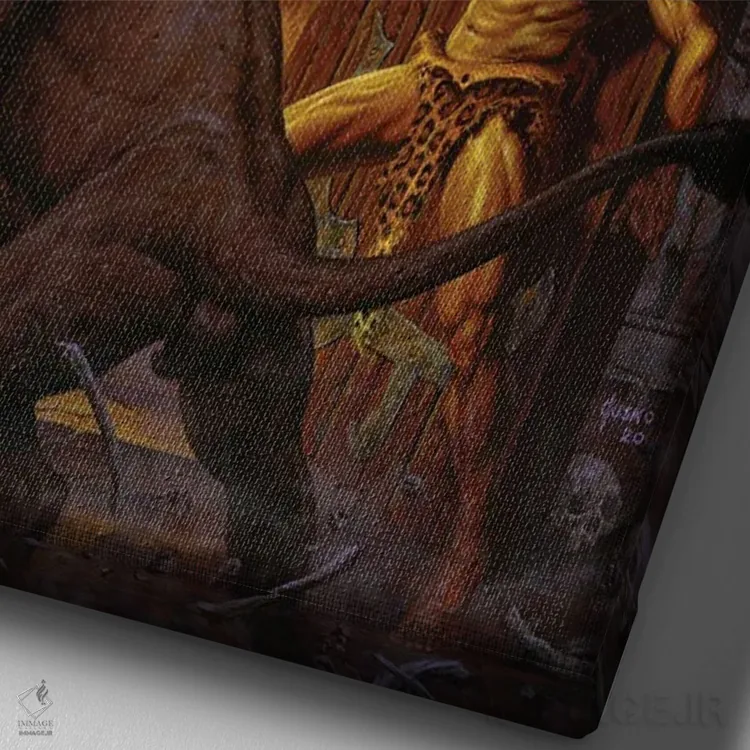 تابلو دکوراتیو تارزان شکست ناپذیر اثر جو جوسکو - نمای نزدیک بافت بوم