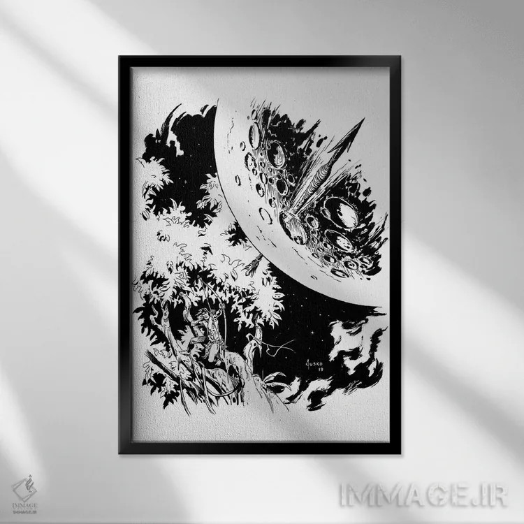 تابلو دکوراتیو تصویر روی جلد داستان های جنگلی تارزان اثر جو جوسکو - نمای قابدار مشکی