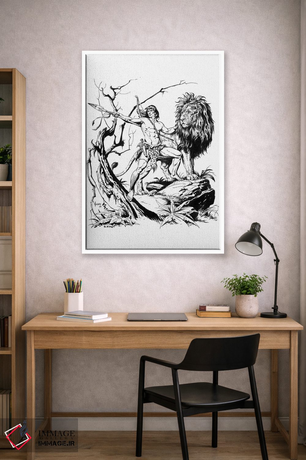 تابلو دکوراتیو تصویر روی جلد تارزان و شیر طلایی اثر جو جوسکو - D1W