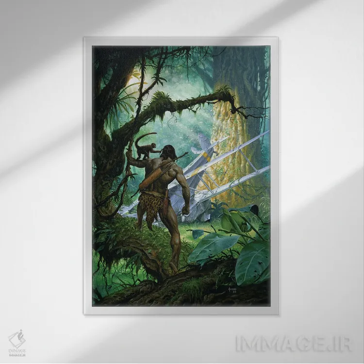 تابلو دکوراتیو جستجوی تارزان اثر جو جوسکو - نمای قابدار سفید