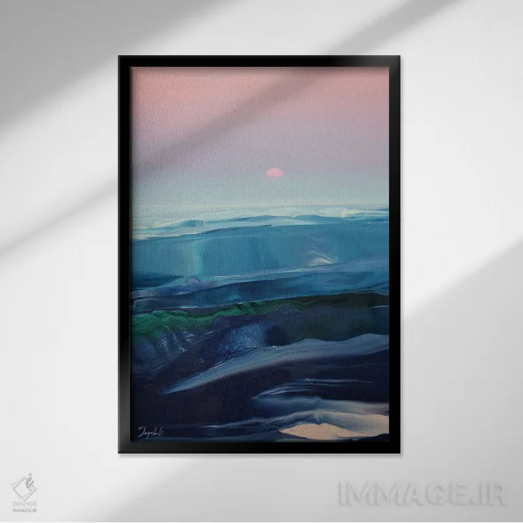 تابلو انتزاعی بر فراز امواج ۳ اثر جیکوب جوگاشویلی - نمای قابدار مشکی