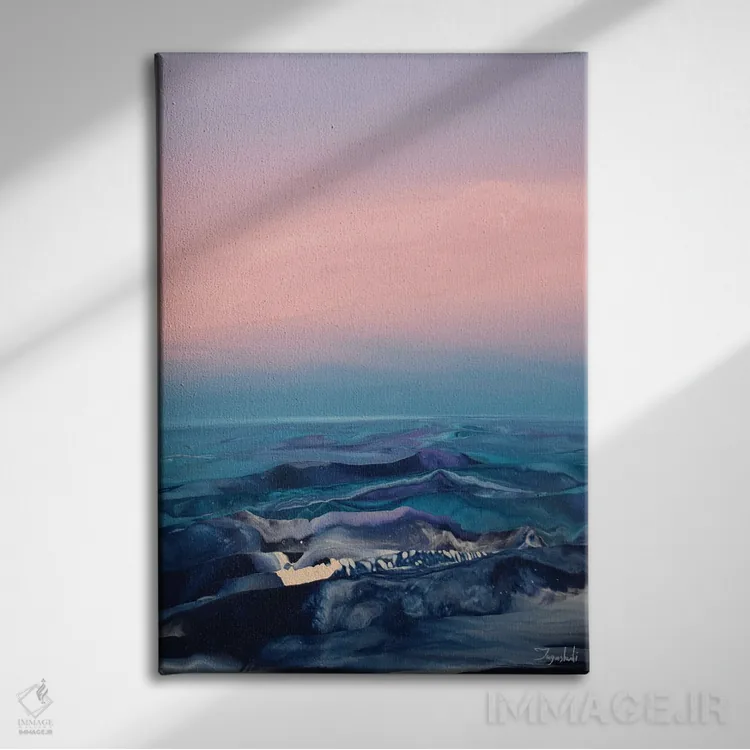 تابلو انتزاعی بر فراز امواج ۲ اثر جیکوب جوگاشویلی - نمای روبهرو روی دیوار