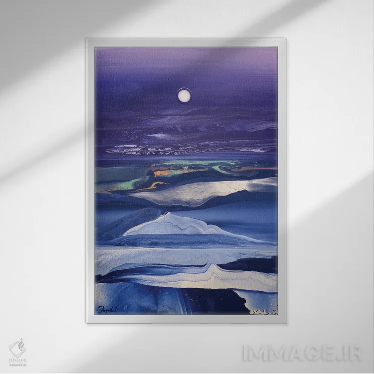 تابلو انتزاعی بر فراز امواج ۷ اثر جیکوب جوگاشویلی - نمای قابدار سفید