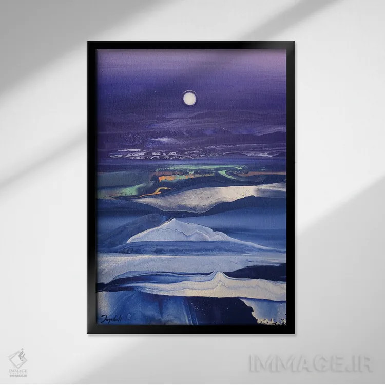 تابلو انتزاعی بر فراز امواج ۷ اثر جیکوب جوگاشویلی - نمای قابدار مشکی