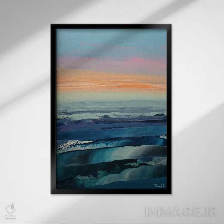 تابلو انتزاعی بر فراز امواج ۴ اثر جیکوب جوگاشویلی - نمای قابدار مشکی