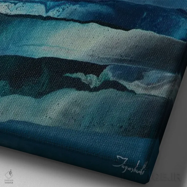 تابلو انتزاعی بر فراز امواج ۴ اثر جیکوب جوگاشویلی - نمای نزدیک بافت بوم