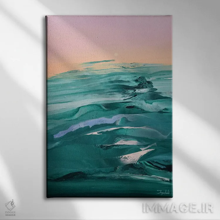 تابلو انتزاعی بر فراز امواج ۵ اثر جیکوب جوگاشویلی - نمای روبهرو روی دیوار