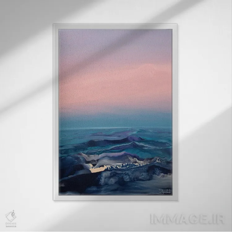 تابلو انتزاعی بر فراز امواج ۲ اثر جیکوب جوگاشویلی - نمای قابدار سفید