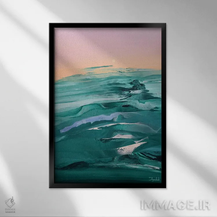 تابلو انتزاعی بر فراز امواج ۵ اثر جیکوب جوگاشویلی - نمای قابدار مشکی
