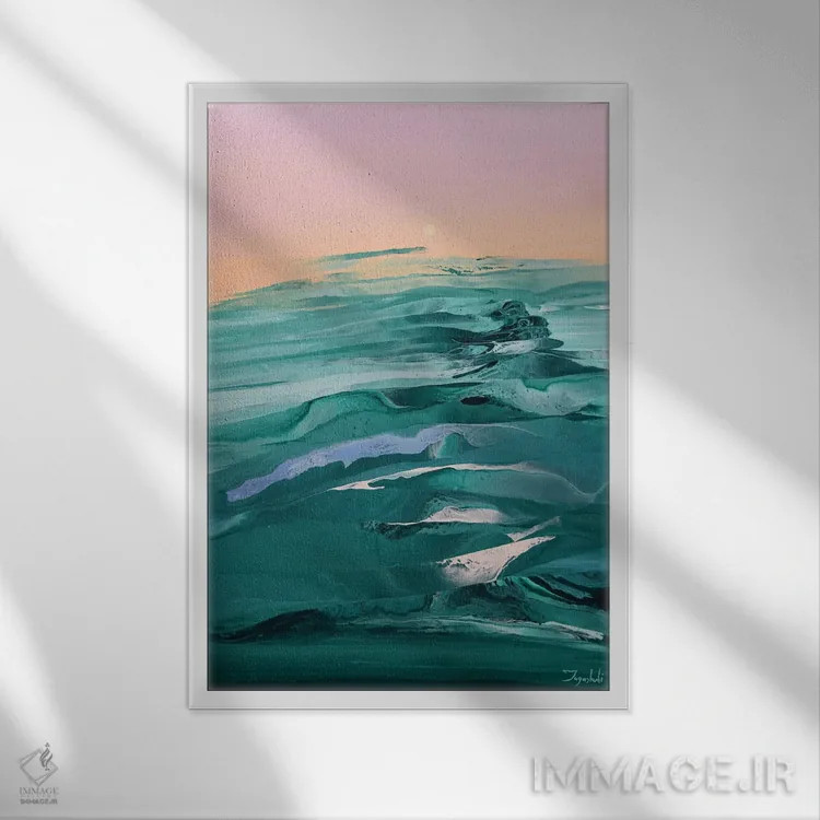 تابلو انتزاعی بر فراز امواج ۵ اثر جیکوب جوگاشویلی - نمای قابدار سفید