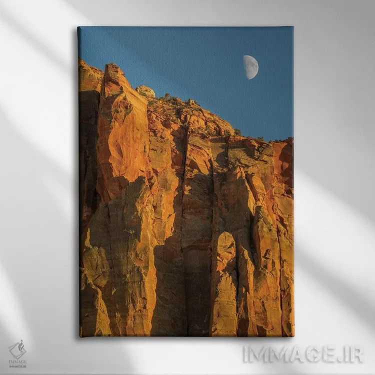تابلو دکوراتیو Zion National Park, Moon over The Watchman,یوتا، پارک… اثر جیمی و جودی وایلد - نمای روبهرو روی دیوار