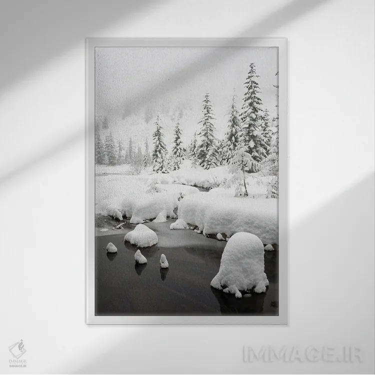 تابلو دکوراتیو Central Cascades Winter Scene At Granite Lake,ایالت و… اثر جیمی و جودی وایلد - نمای قابدار سفید