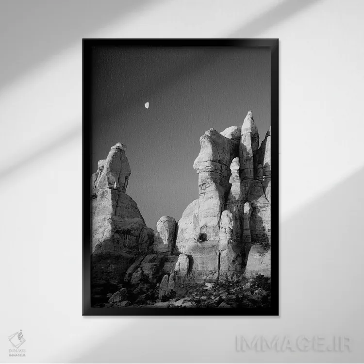 تابلو دکوراتیو Canyonlands National Park, The Needles. Moon Setting… اثر جیمی و جودی وایلد - نمای قابدار مشکی
