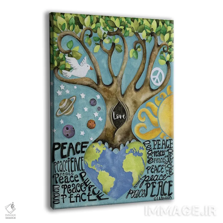 تابلو دکوراتیو صلح و عشق اثر جنیفر لمباین - نمای پرسپکتیو محصول