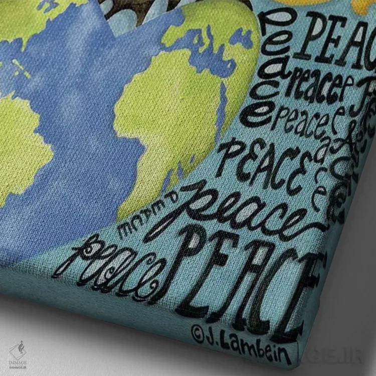 تابلو دکوراتیو صلح و عشق اثر جنیفر لمباین - نمای نزدیک بافت بوم