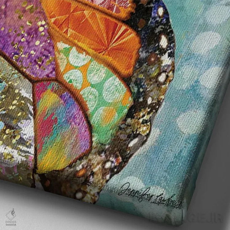 تابلو دکوراتیو پروانه جنگلی اثر جنیفر لمباین - نمای نزدیک بافت بوم