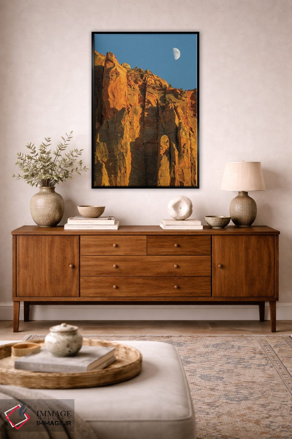 تابلو دکوراتیو Zion National Park, Moon over The Watchman,یوتا، پارک… اثر جیمی و جودی وایلد - D4B