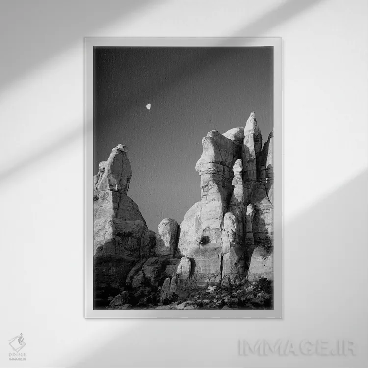 تابلو دکوراتیو Canyonlands National Park, The Needles. Moon Setting… اثر جیمی و جودی وایلد - نمای قابدار سفید