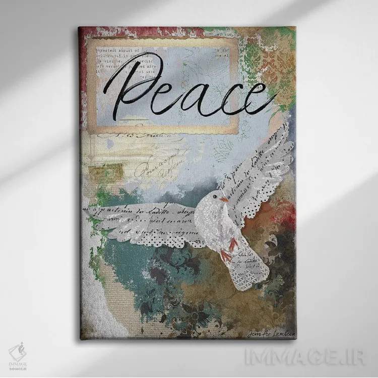 تابلو دکوراتیو کبوتر صلح اثر جنیفر لمباین - نمای روبهرو روی دیوار
